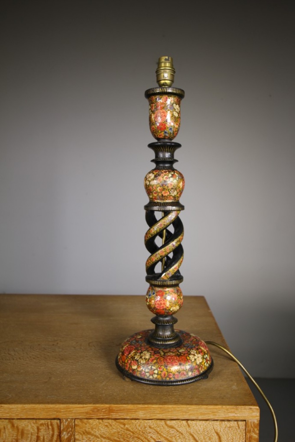 Tall 1920’s Kashmiri Open Twist Table Lamp