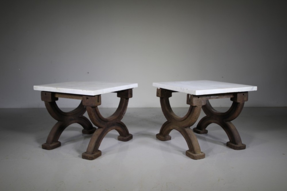 Pair of 19th Century Antique Cast Iron Low Side Tables