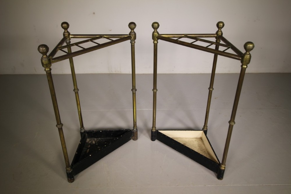 Pair of English 19th Century Antique Brass Stick Stands