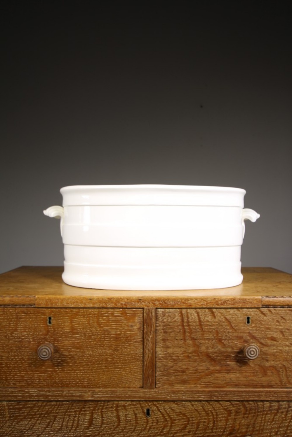 Large 19th Century English Antique Creamware Banded Footbath