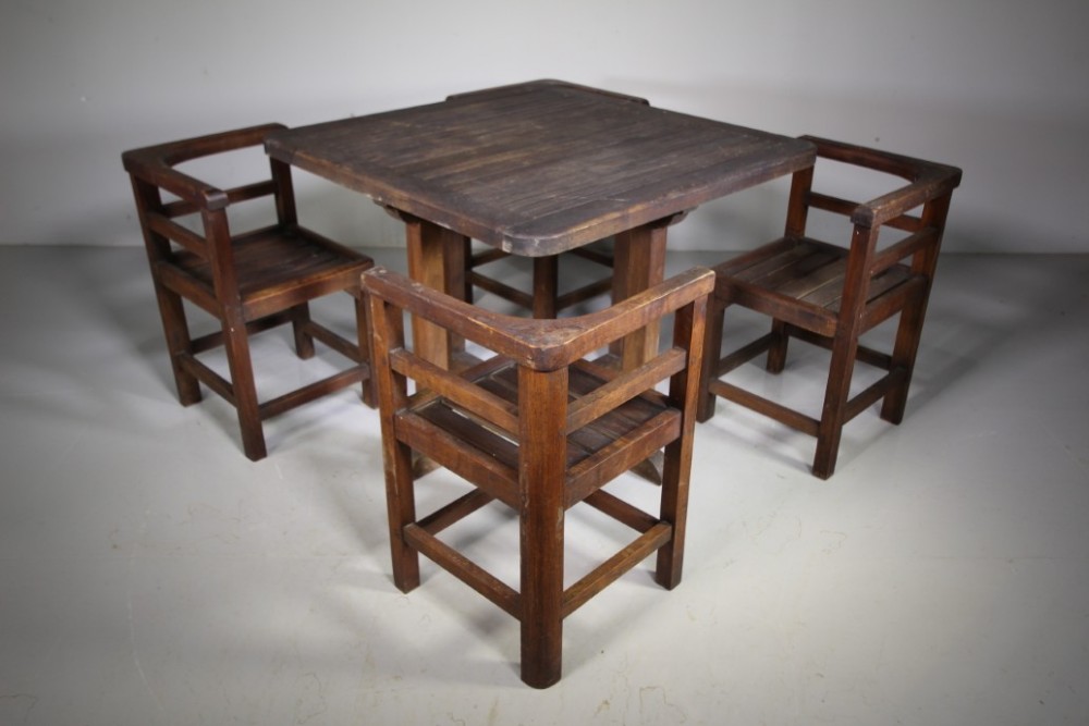 Heals Amazing Antique Garden Dining Table & Chairs 