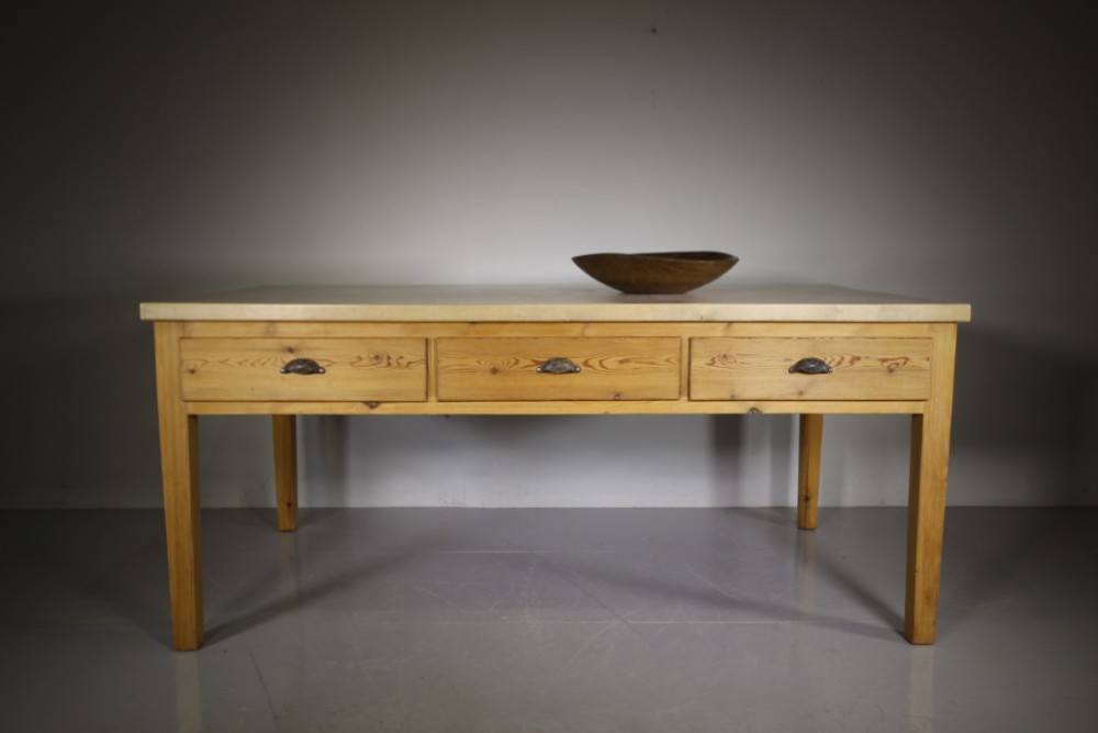 Large English Sycamore 30’s Topped Kitchen Island Work Table 