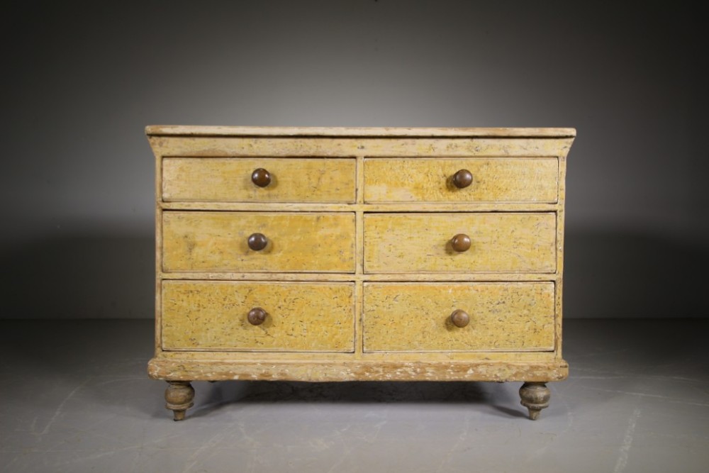 Fabulous English Original Painted Pine Antique Chest of Drawers