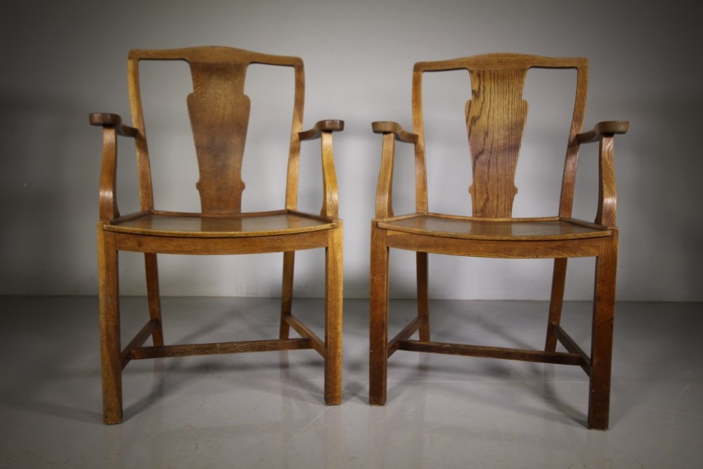 Fabulous Pair of Heals Antique Oak Dining Chairs -Labelled 