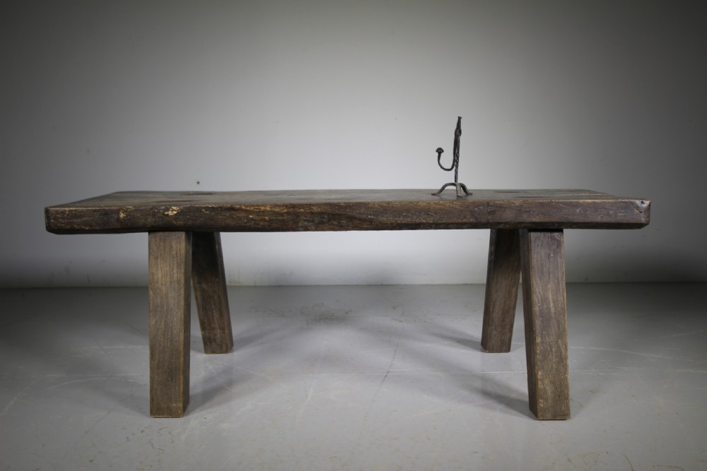 Early English Antique Oak Pig Bench Table 