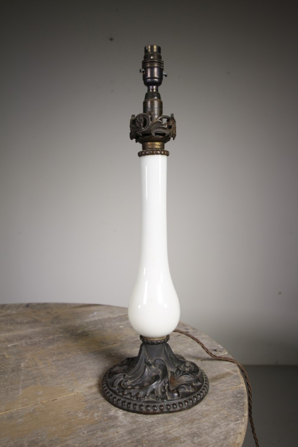 English Regency Antique Milk Glass Table Lamp