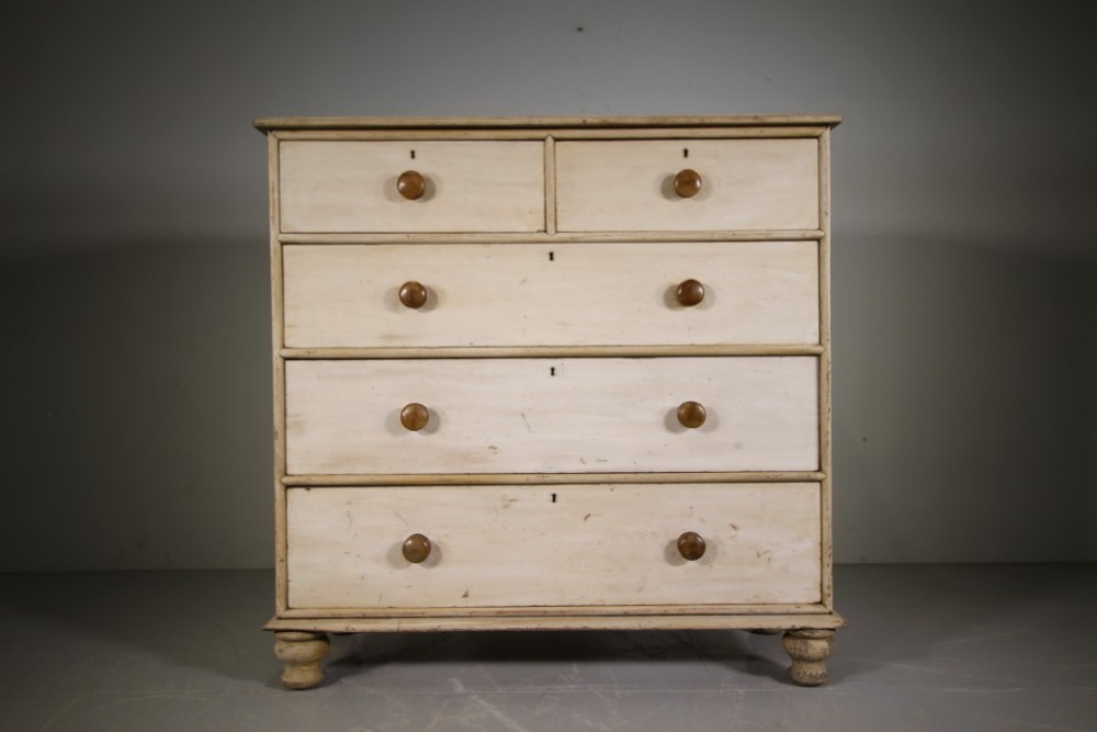 English Large Original Painted Pine Antique Chest of Drawers