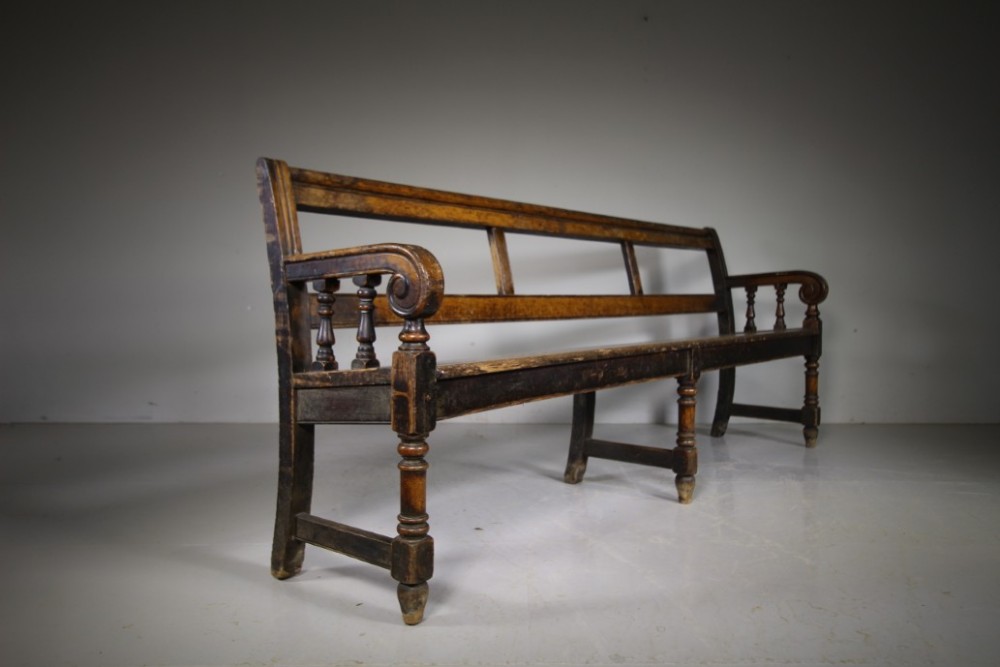English Antique Oak Prisoner Bench from Solihull Police Station Circa 1851