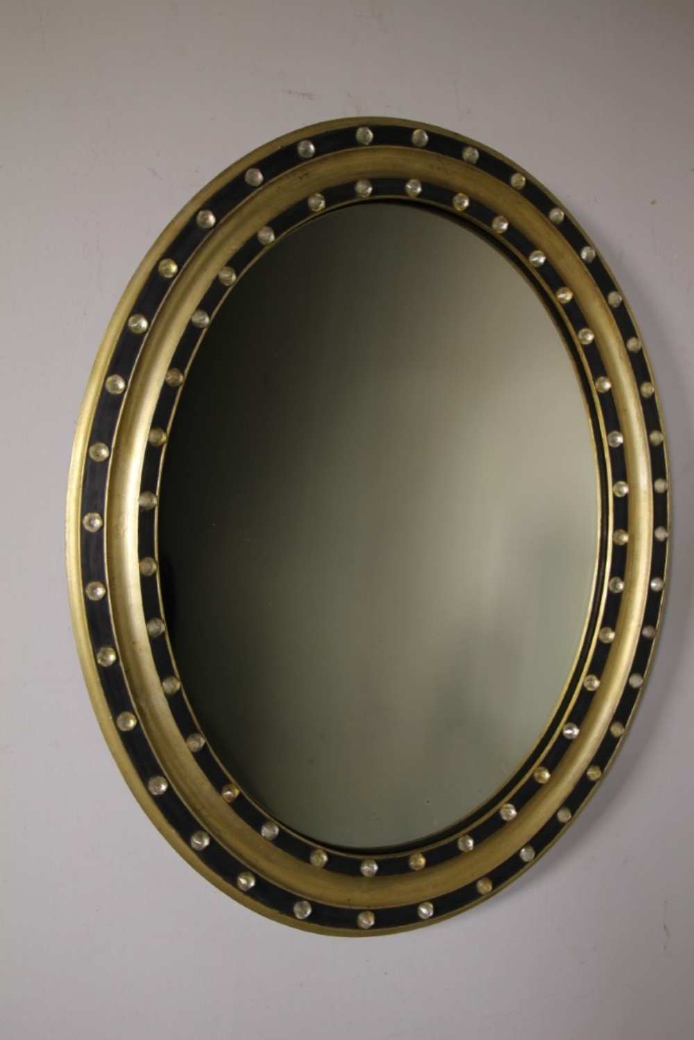 Large Irish 19th Century Antique Oval Wall Mirror 