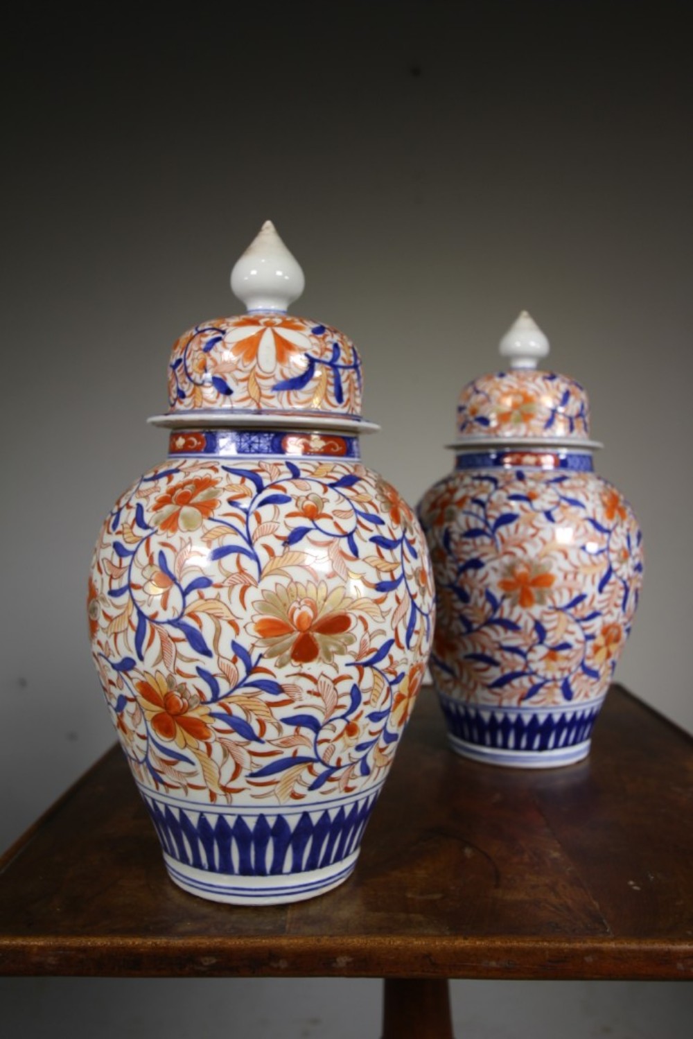 Fabulous Pair of Japanese Antique Imari Lidded Vase 