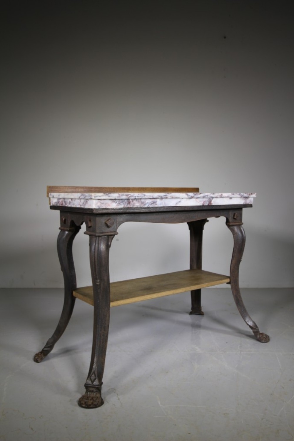 Shapely 19th Century Antique Iron & Marble Table 