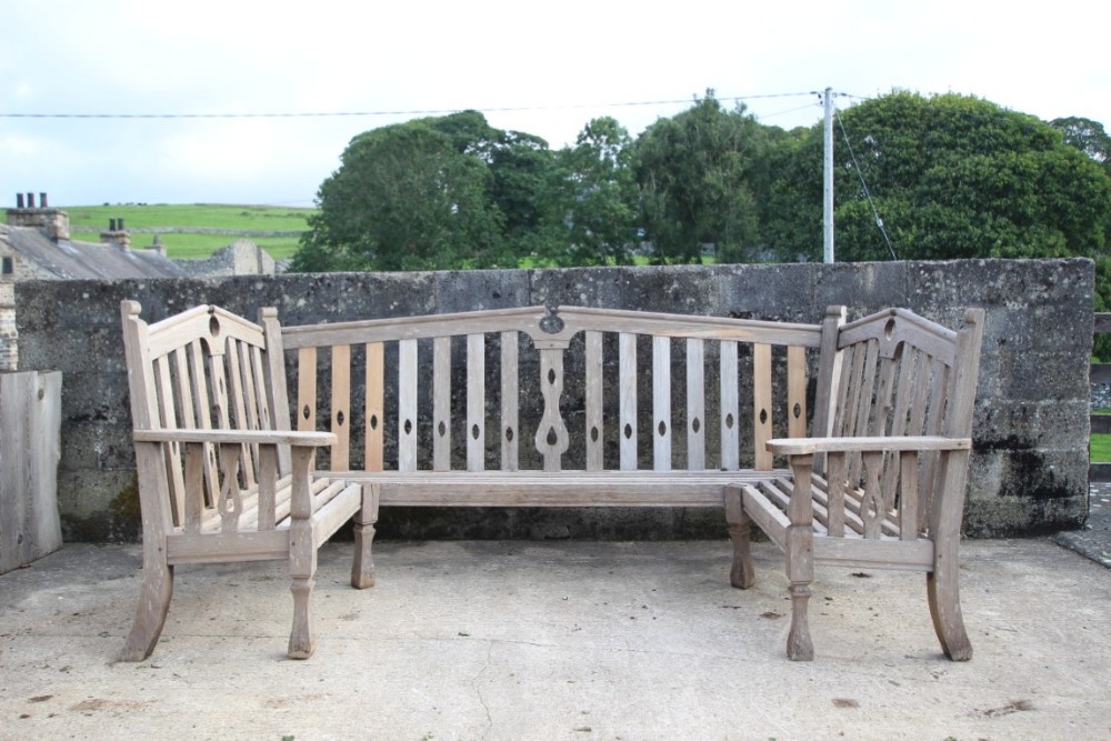 Rare Edwardian Antique Country House Teak Garden Bench Seat 