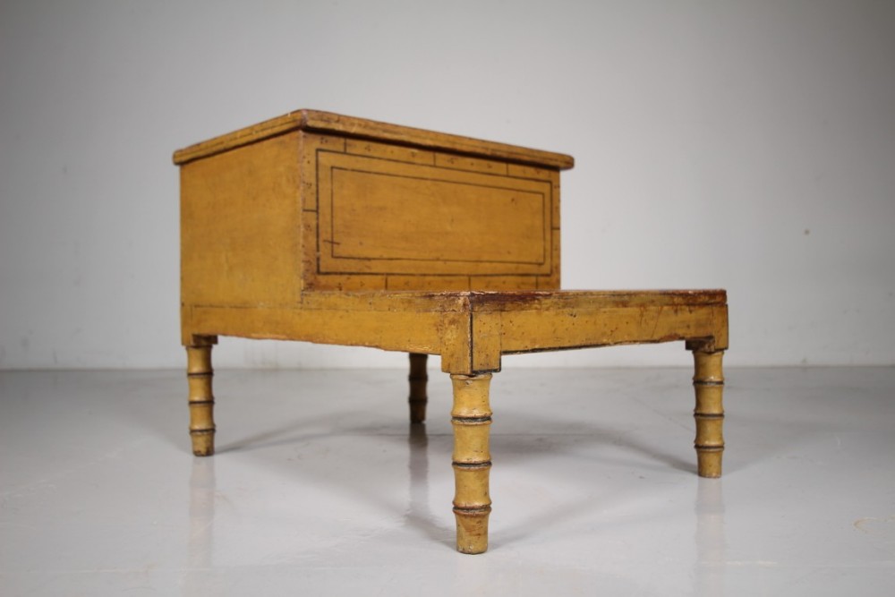 Regency Orignal Painted Pine Antique Faux Bamboo Bed Steps