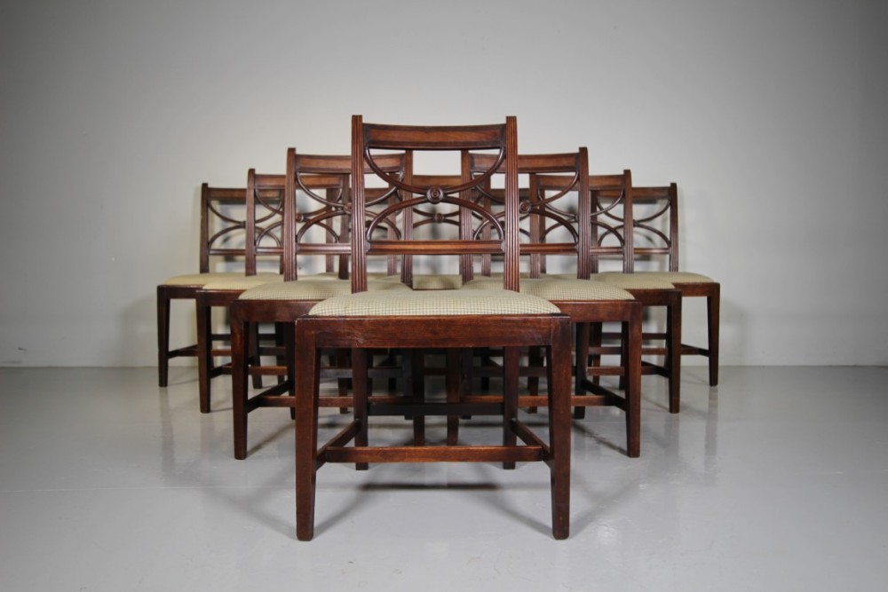 Set of Ten Georgian Antique Whitehaven Mahogany Dining Chairs