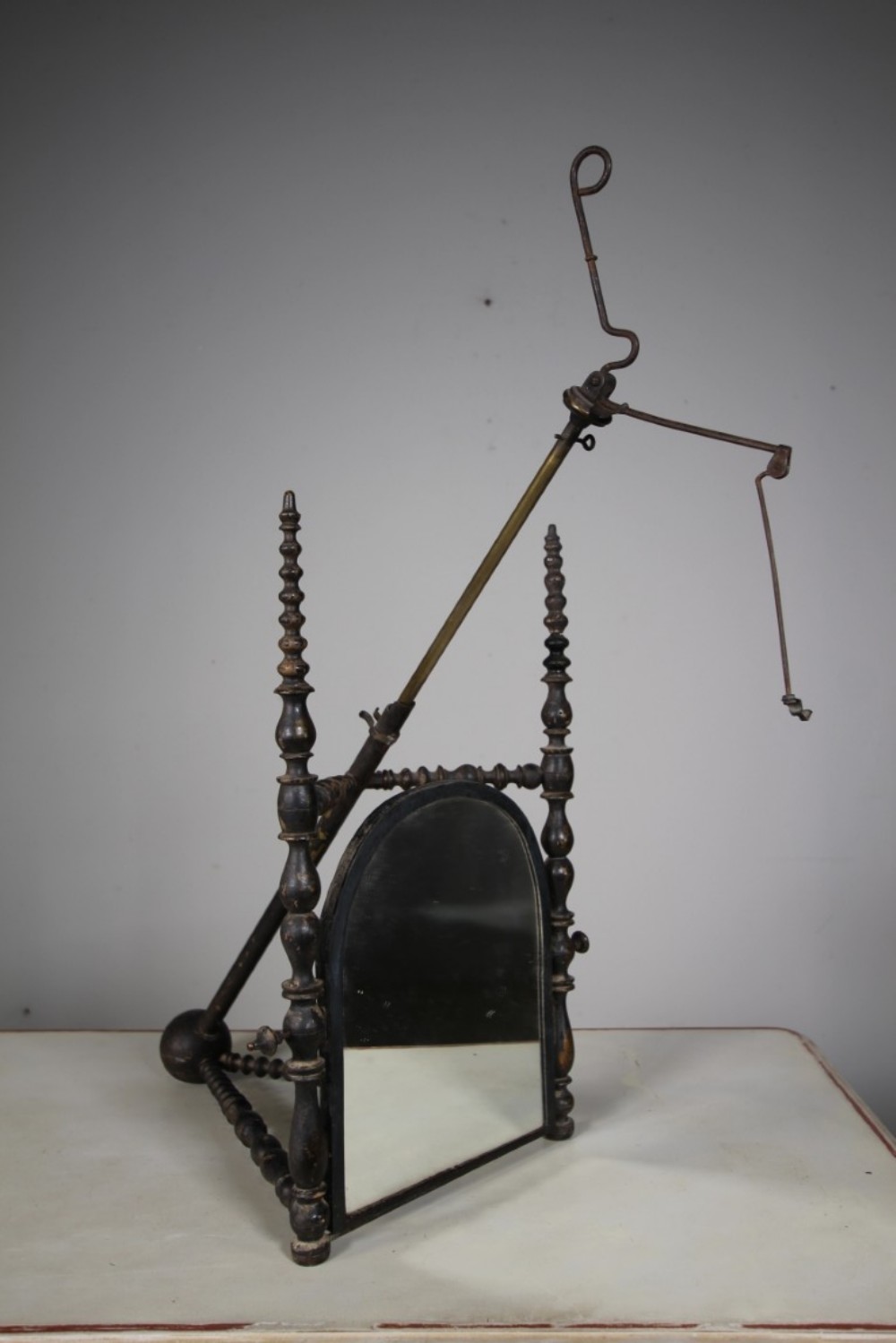 Rare 19th Century Antique Adjustable Candle Mirror 