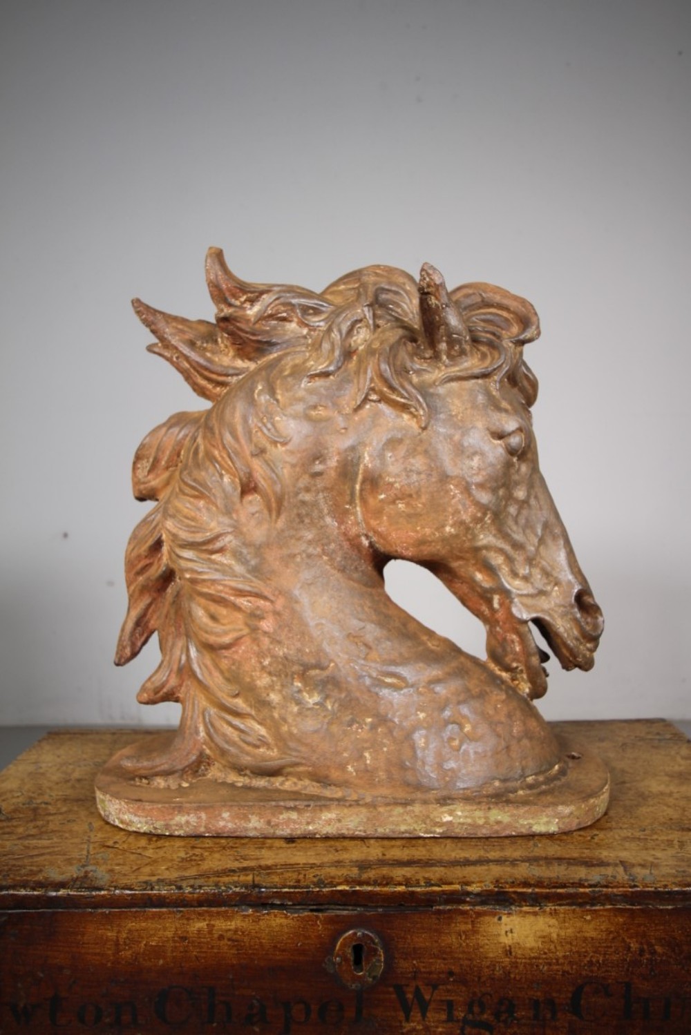Fabulous English 19th Century Large Antique Cast Iron Horse Head Sculpture