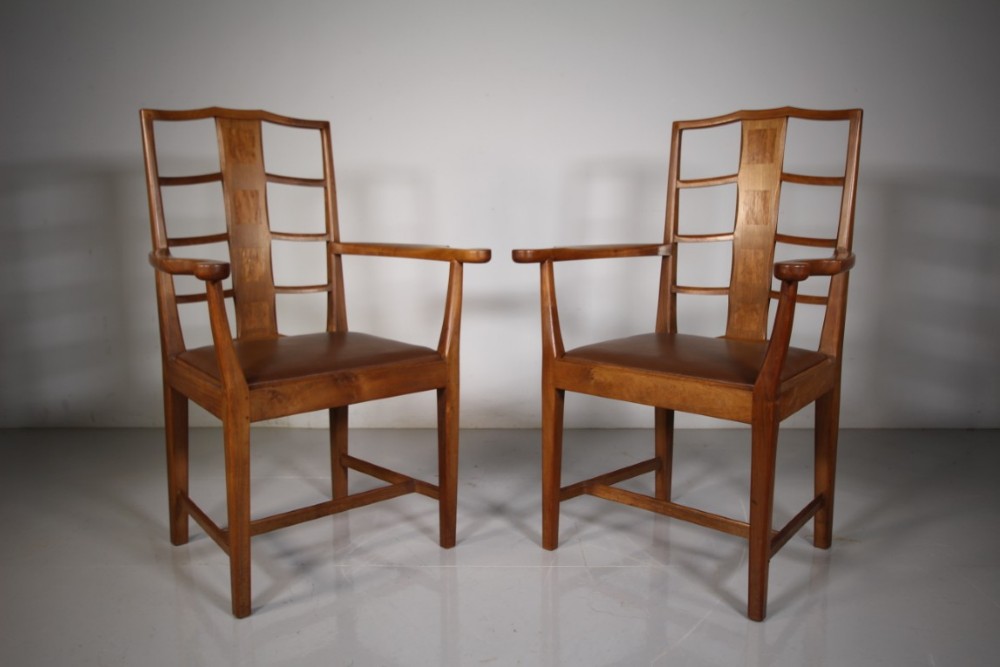 Rare Early Pair of Gordon Russell Antique Armchairs 