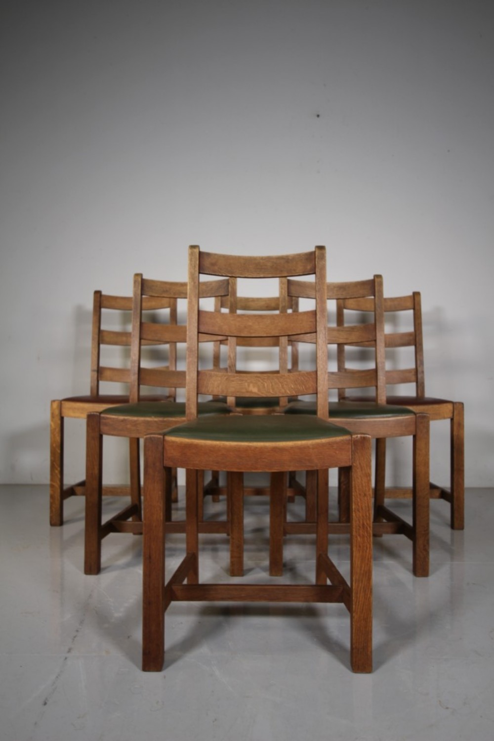 Set of Six Heals Antique Oak Dining Chairs – Labelled 