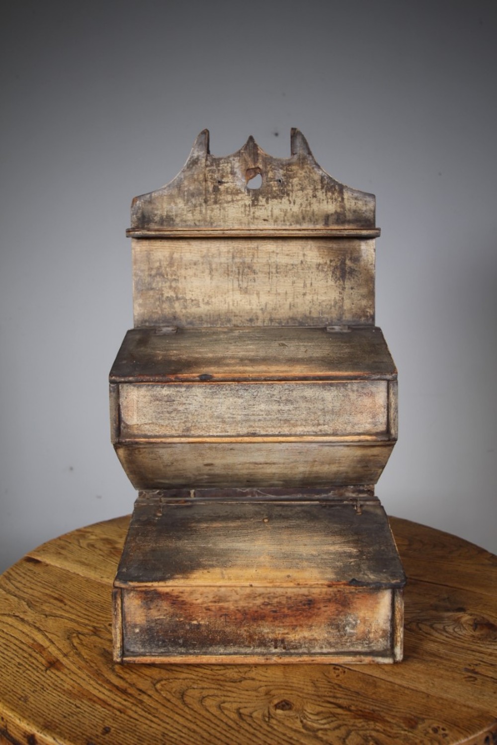 Early 19th Century Antique Spoon Rack & Cutlery Box in the Original Paint