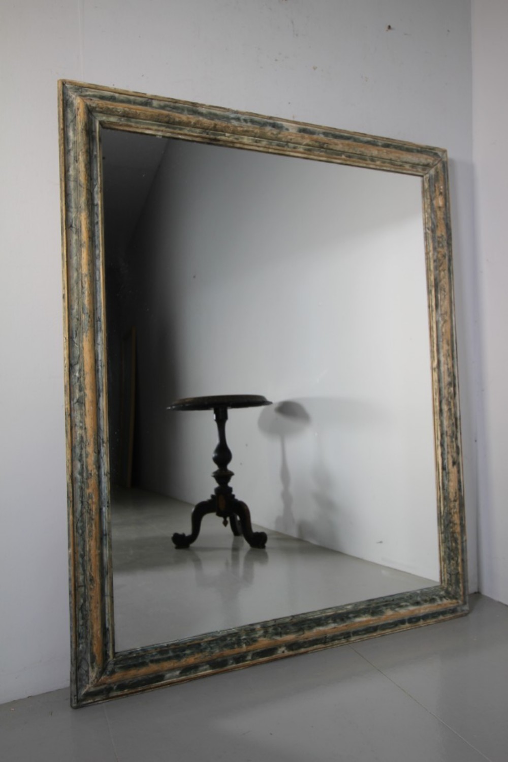 Original Faux Marble Painted Pine Large Antique Wall Mirror 