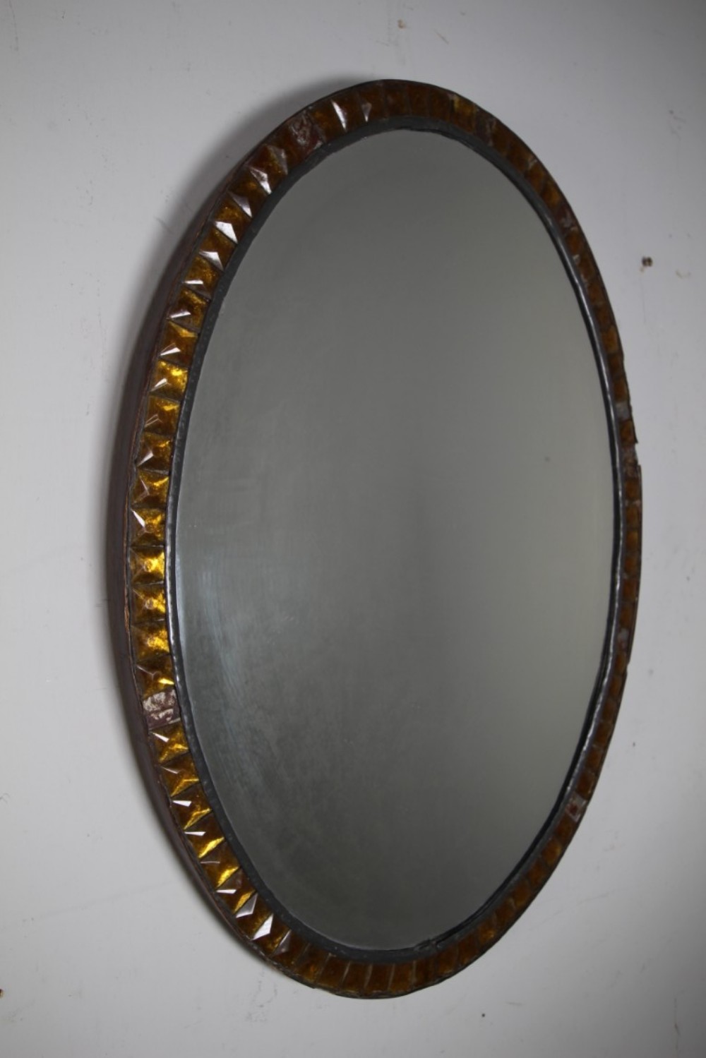 Rare 19th Century Irish Oval Antique Jewelled Wall Mirror 