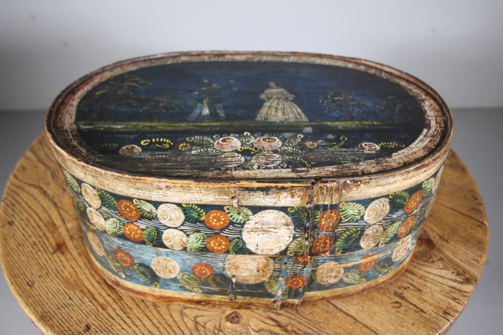 Swedish 19th Century Antique Love Token Box in Original Paint