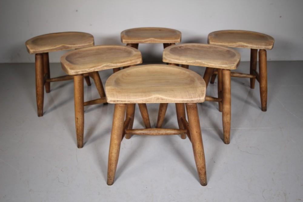 Set of Six English 1930’s Saddle Dining Stool