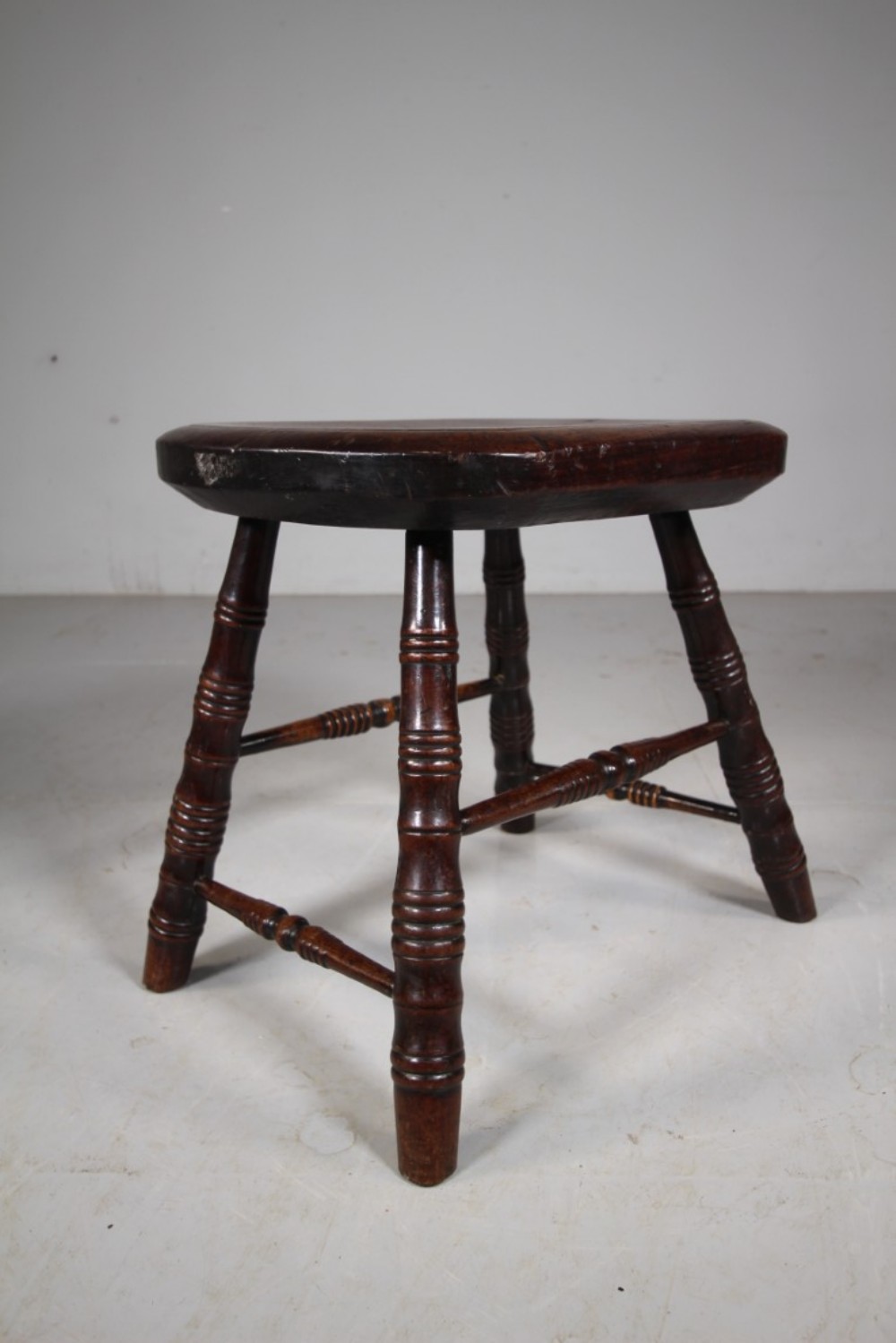 Large Early English Antique Oak Slab Dining Stool 