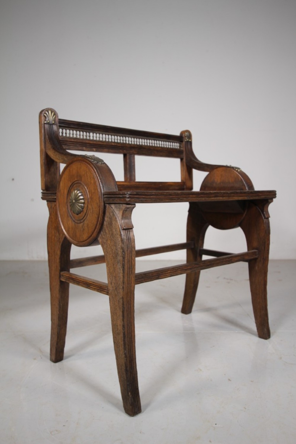 9th Century Shoolbred Antique Oak Hall Seat