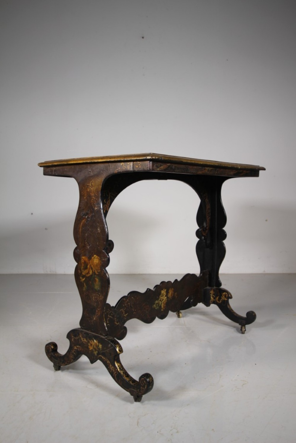 Rare Regency Antique Papier Mache & Painted Side Table
