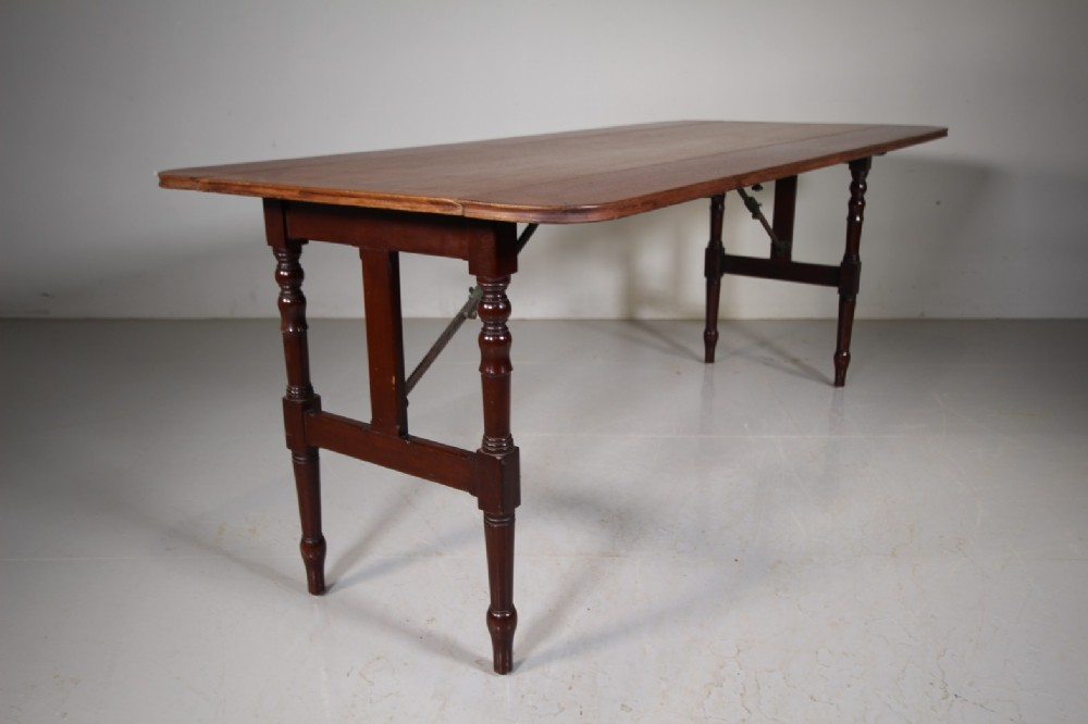 Large 19th Century Antique Mahogany Campaign Dining Table 