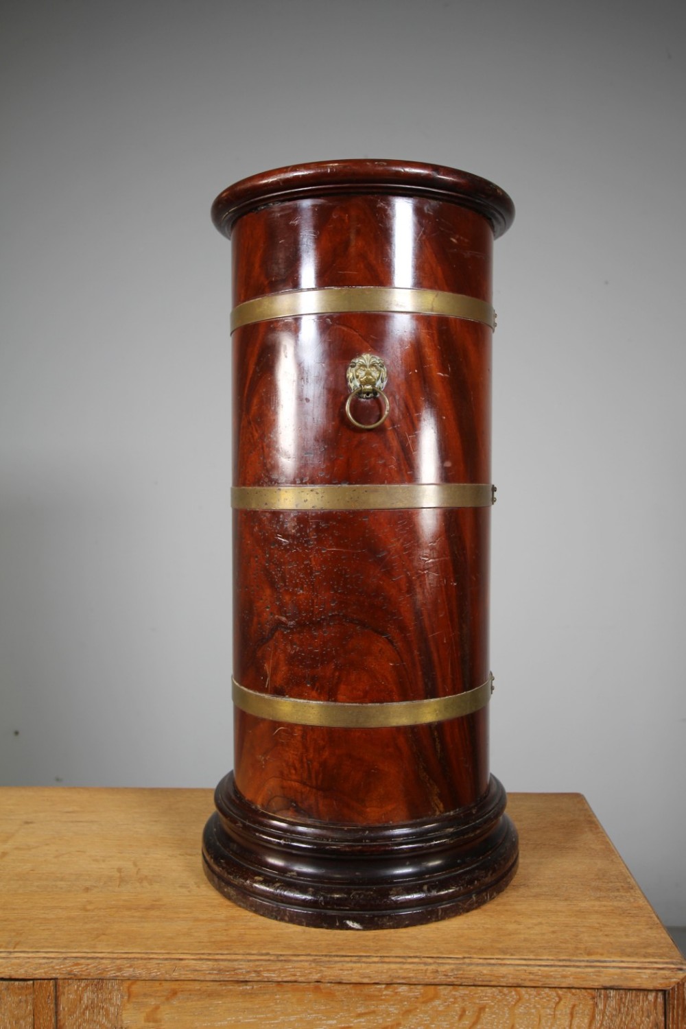 English Edwardian Antique Mahogany Circular Stick Stand
