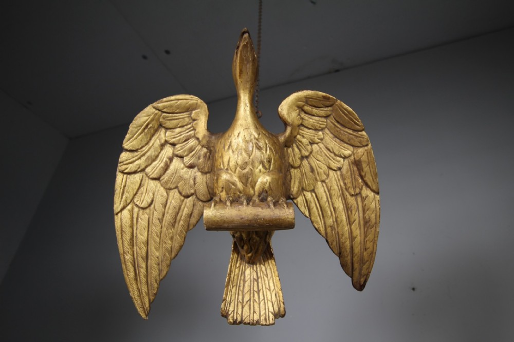 English Georgian Large Antique Carved Pine & Gilt Phoenix