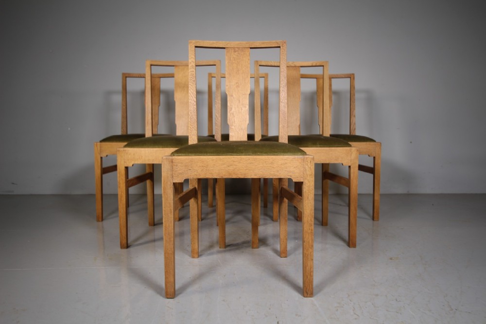 Set of Six 1930's Gordon Russell Oak Enstone Dining Chairs 