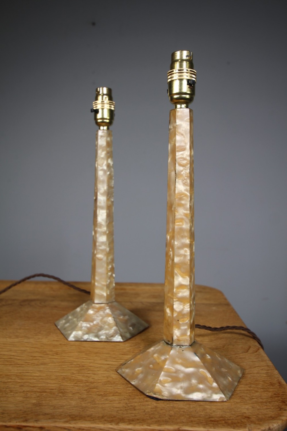 English 1920’s Faux Mother of Pearl Table Lamps – Rewired