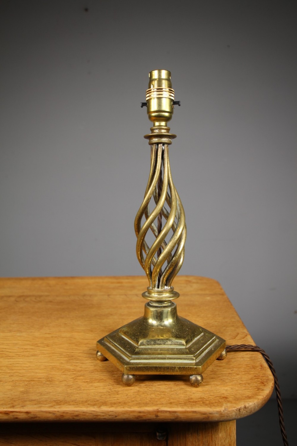 English Edwardian Antique Open Twist Table Lamp – Rewired