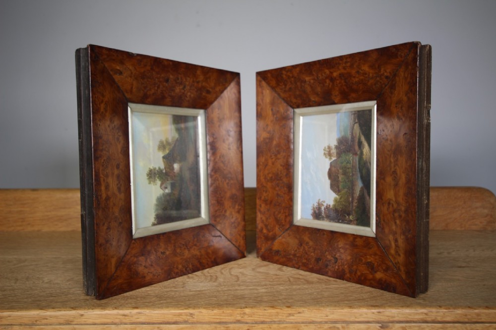Pair of Georgian English Antique Burr Yew Wood Frames 