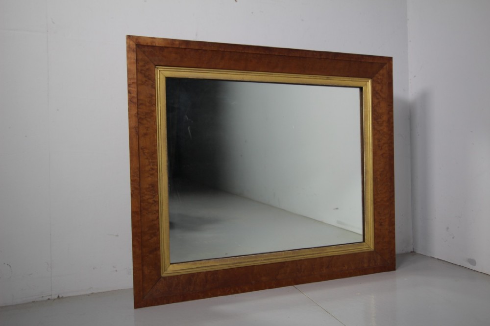 English Georgian Burr Maple Wood Antique Mirror 