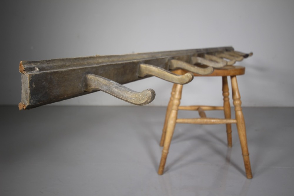 Lovely Set of English Antique Original Painted Pine Hooks 
