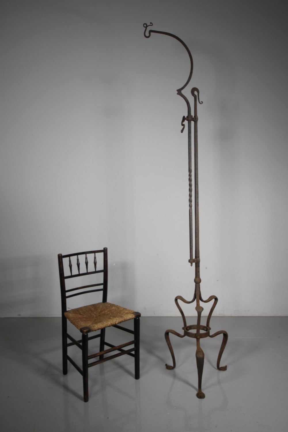Amazing Massive 19th Century Antique Wrought Iron Lantern Stand