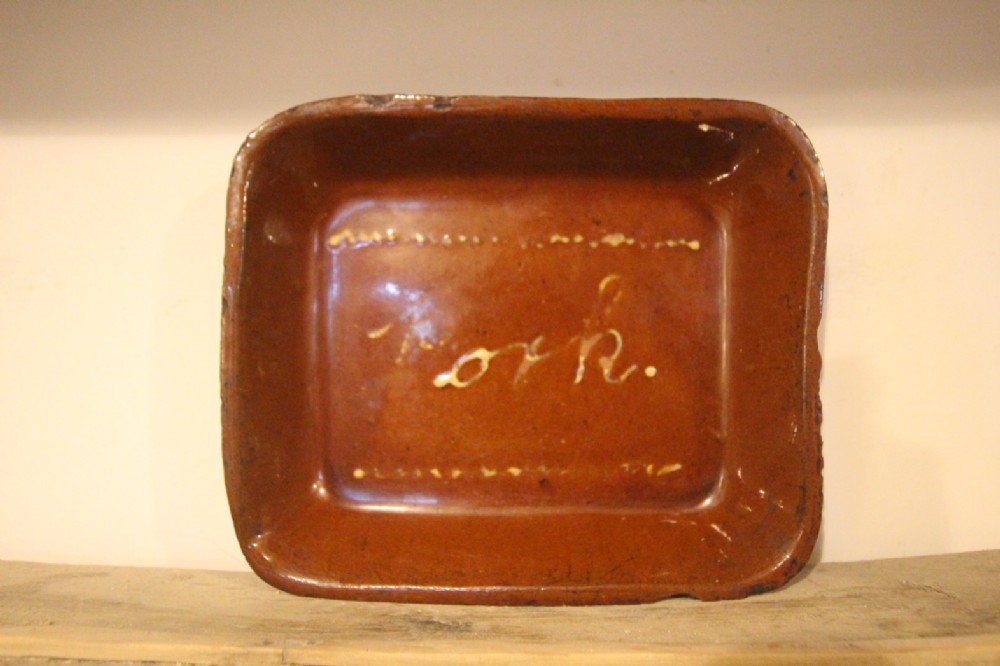 Welsh 19th Century Slipware Antique Pork Dish 
