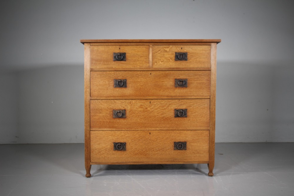 19th Century Antique Heals of London St Ives Oak Chest of Drawers