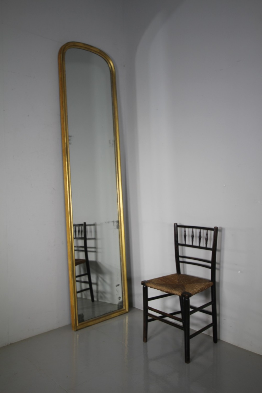 Tall English Georgian Antique Gilt Framed Mirror 