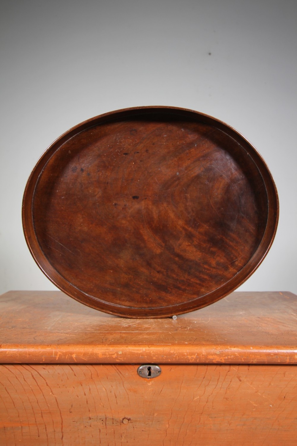 English Georgian Antique Oval Mahogany Tray 