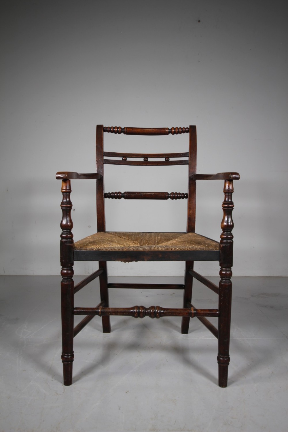 English 19th Century Antique Fruitwood Carver Dining Chair