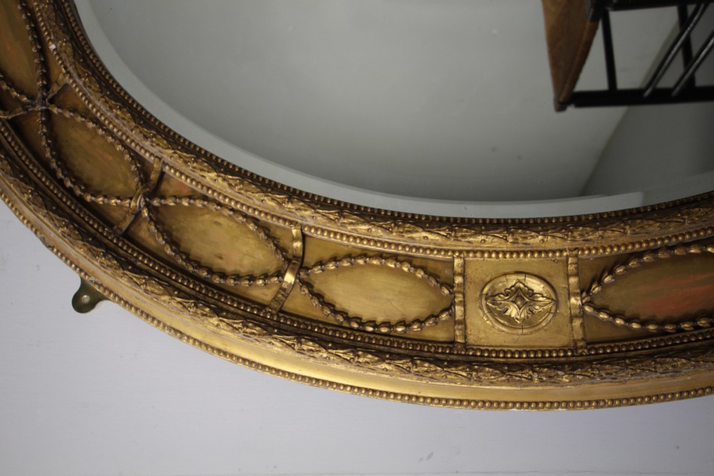 Large English 19th Century Oval Antique Gilt Mirror  View IX