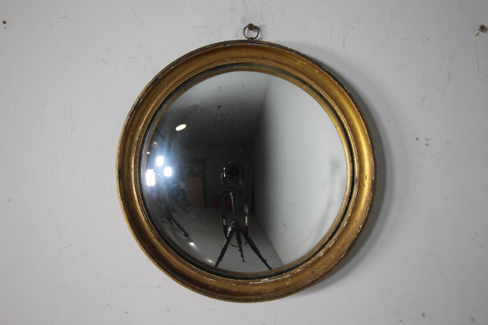 English Regency Antique Convex Gilt Mirror 