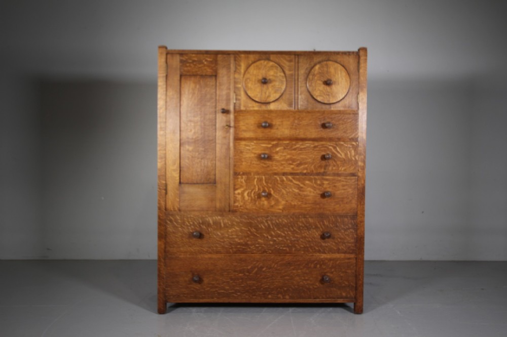 Rare Early Heals of London Antique Oak Owl Cabinet - Label 