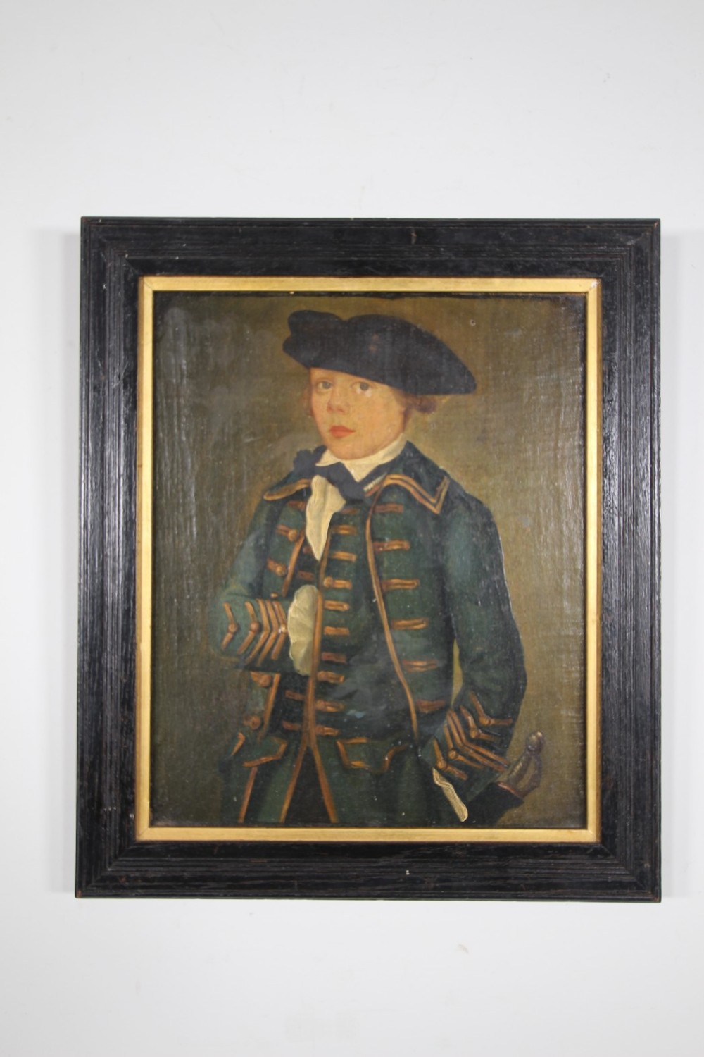 Lovely 18th Century Antique Oil Painting of Boy in Naval Uniform