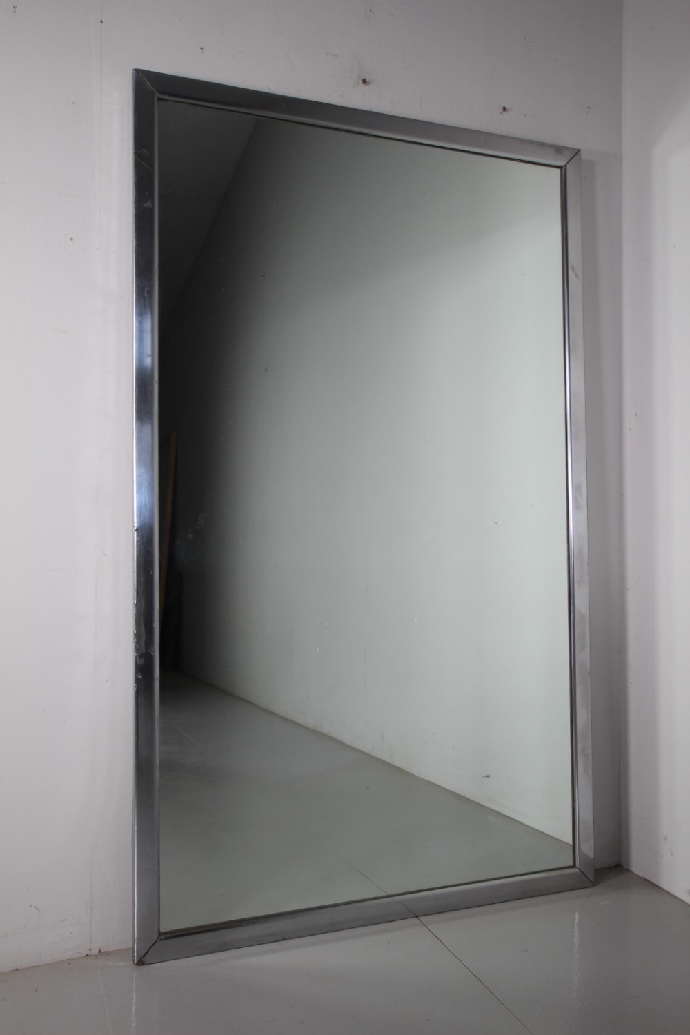 Decorative & Large 1930's Chromed Wall Mirror 